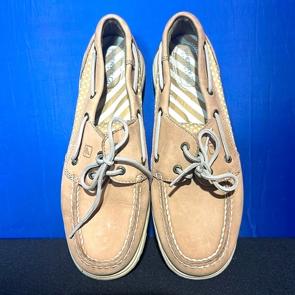 SPERRY TOP SIDER STS90317 2 Eye Tan Beige Leather Slip On Boat Shoes Women's 9.0 - Picture 4 of 10